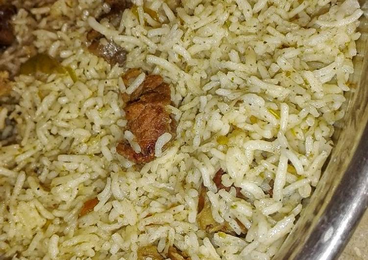 Simple Way to Prepare Quick Green Beef Pulao…💕