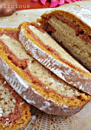 A picture of 3 color bread.