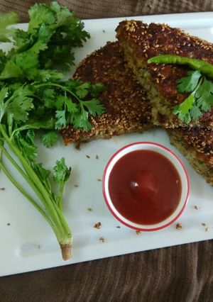 A picture of Rice and Green Gram Split Dal Handva.