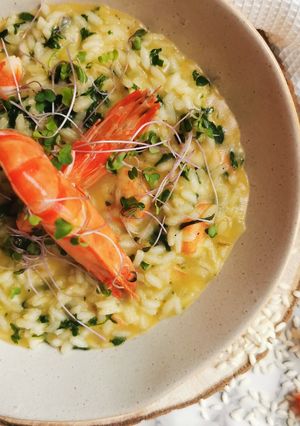 Foto de Risotto de camarão e rúcula