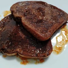 Chocolate French toast with orange maple A picture of Chocolate French toast with orange maple.
