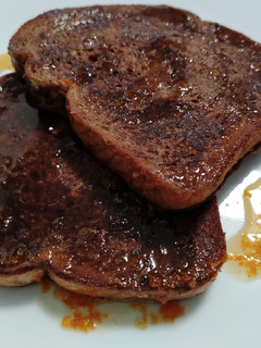 A picture of Chocolate French toast with orange maple.