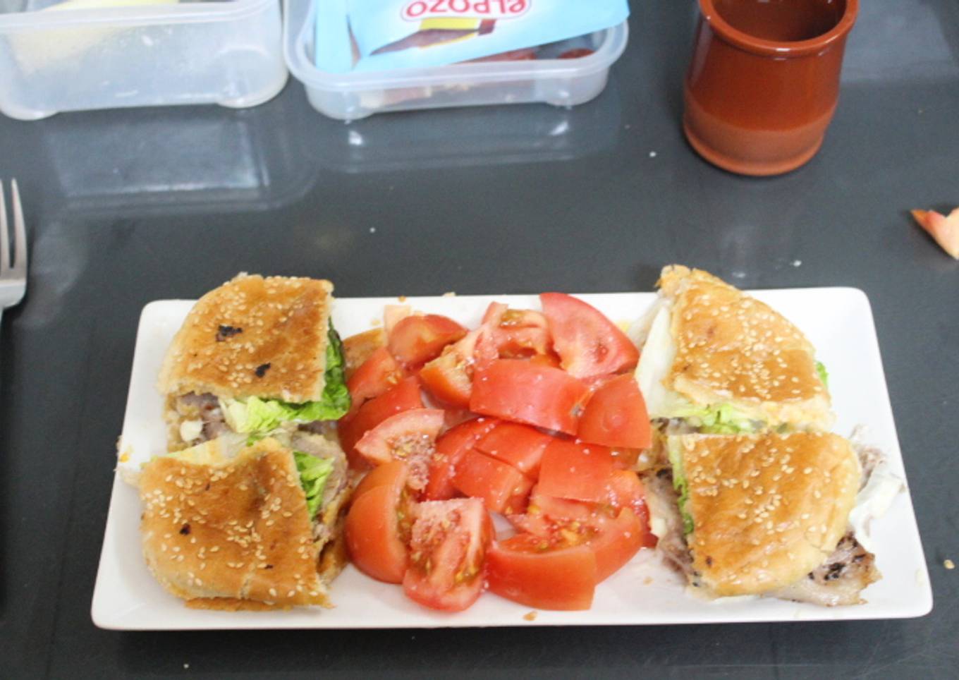Falsa hamburguesa troceada