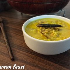 A picture of Moong dal with bottle gourd and bitter gourd.