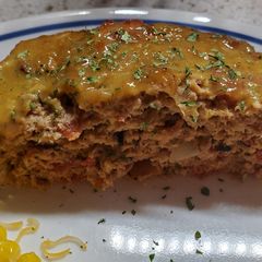 A picture of My Turkey Meatloaf with Mustard Glaze.