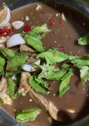 Hình của món Cà pháo, đậu rồng trộn mắm nêm.