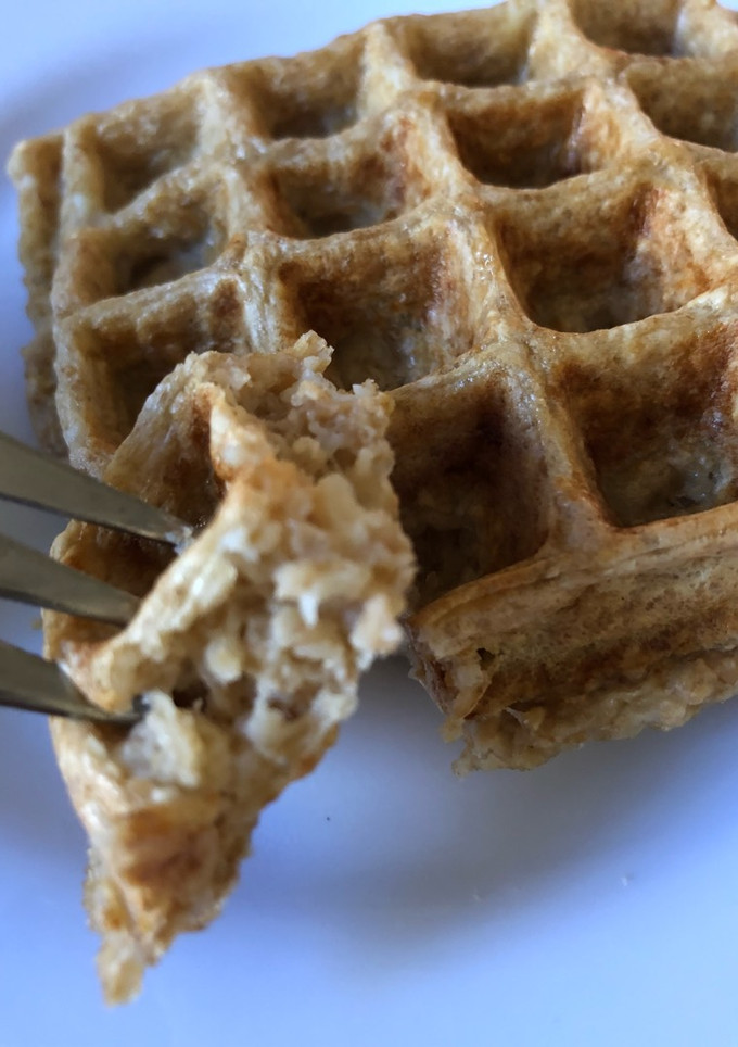 Una foto de Waffle fit de avena y limón, receta de mi amiga Vero