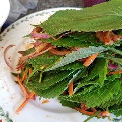 A picture of Perrila leaves kimchi.
