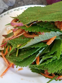 A picture of Perrila leaves kimchi.