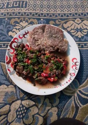O poză a rețetei Ceafă de porc cu ciupercuțe. Rețeta. nr.-02.