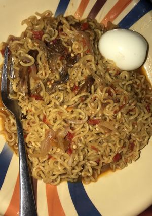 A picture of Indomie with egg 🥚.