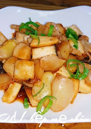 Hình của món Nấm đùi gà kho đậu ngự chay.