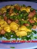 Fagottini ripieni di Crudo e Grana con Pancetta e Pisellini