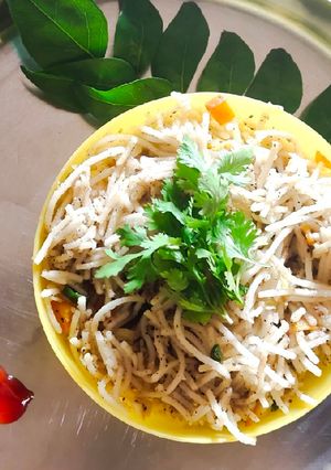 A picture of Veg hakka noodles.