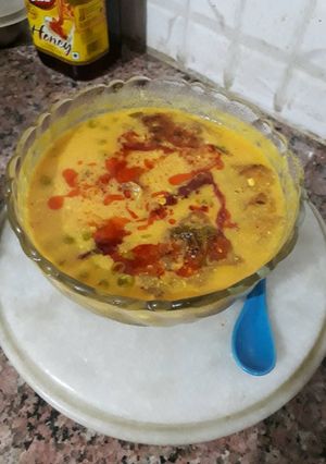 A picture of Spicy Mutter Pakoda kaddhi.