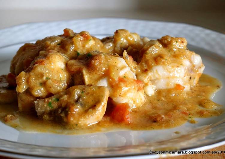 Rape  con champiñones