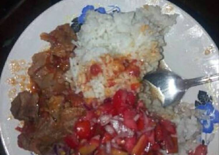Recipe of Any-night-of-the-week Rice fried meat and kachumbari