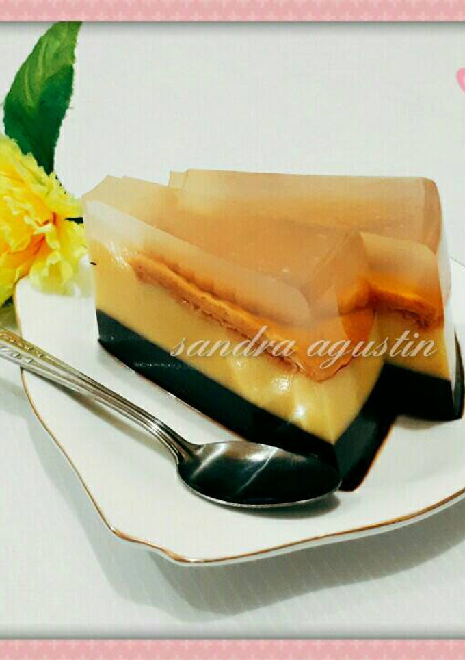Foto resep Puding lapis biskuit