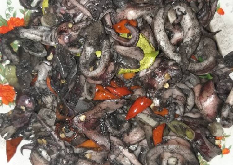 Resep Tumis cumi teropong (sotong) hitam non MSG Lezat