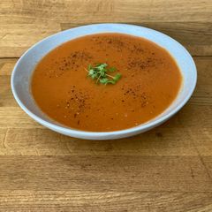 A picture of Red lentil and tomato soup.