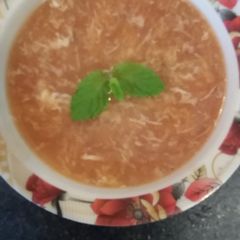 A picture of 💗💗💗Healthy and delicious tometos and egg soup 👍👍👍.