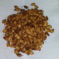 A picture of Spicy Cajun Roasted Pumpkin Seeds.