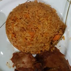 A picture of Jolly rice and chicken.