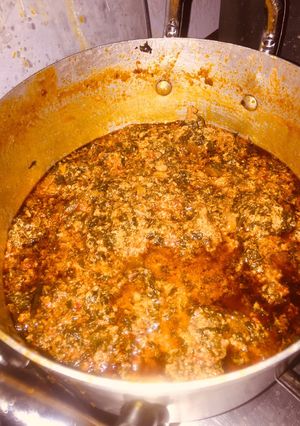A picture of Spinach soup with egusi.