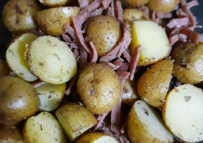 Wajib coba! Bagaimana cara bikin Kentang Panggang Teflon dengan Daging Asap  sempurna