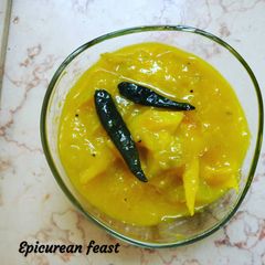 A picture of Mango chutney/ Sweet chutney from raw mangoes.