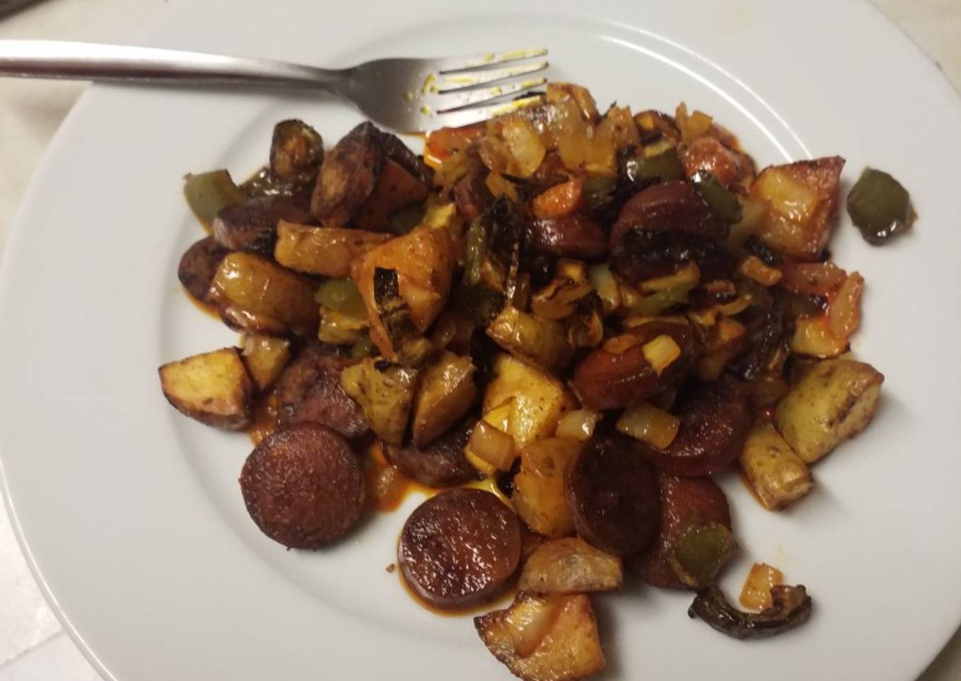 Roasted vegetables and chorizo