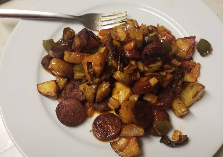 Simple Way to Prepare Jamie Oliver Roasted vegetables and chorizo