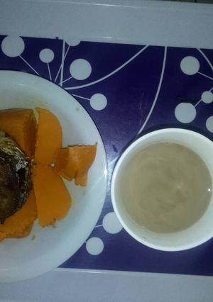 A picture of Okpa and fried fish.