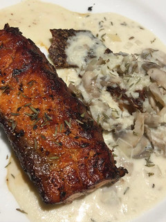Foto resep Grilled Salmon with Mushroom Sauce