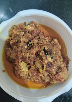 A picture of Eggplant bhartha bengan bhartha.