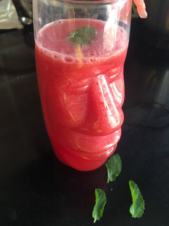 A picture of Watermelon strawberry juice.