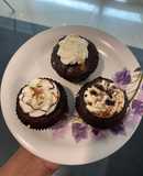 Chocolate Cup cakes with whipped cream frosting