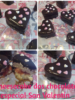 Una foto de Cheesecake dos chocolates especial San Valentín
