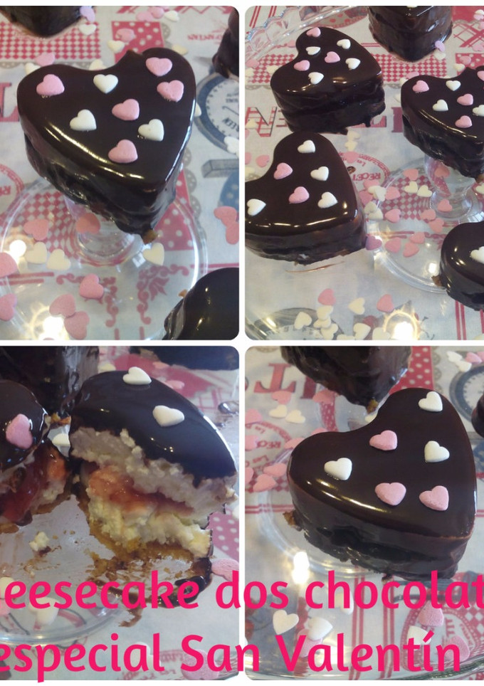Una foto de Cheesecake dos chocolates especial San Valentín
