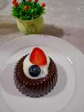 Coklat puding dengan vla keju