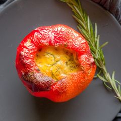 A picture of Breakfast Omelette in a Pepper.