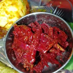 A picture of Beetroot achar.