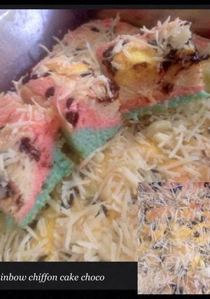 Foto resep Rainbow chiffon cake choco chesse