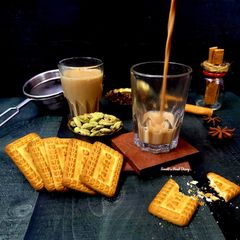 A picture of Masala chai with Jaggery.