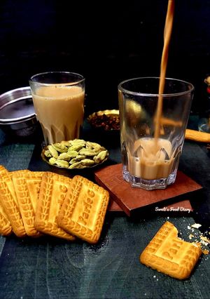 A picture of Masala chai with Jaggery.