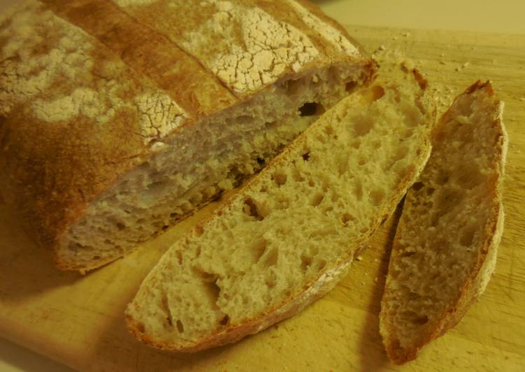 Easiest Way to Prepare Homemade Overnight Sourdough Bread - Sticky Wet Dough