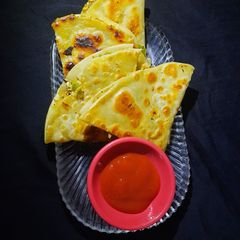 Mexican cheesy vegetable quesadilla A picture of Mexican cheesy vegetable quesadilla.