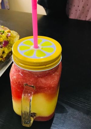 A picture of Watermelon pineapple and ginger smoothie.