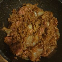 A picture of Mild Chilli Pork too leftover Veg. Rissoto.