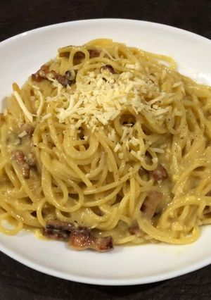 Una foto de Spaghetti alla carbonara